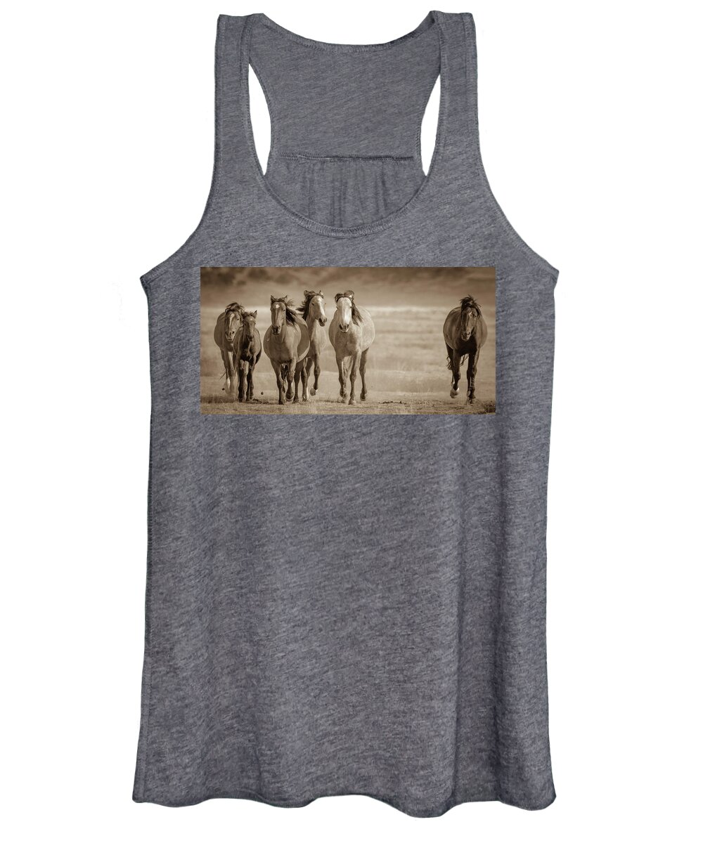 Wild Horses Women's Tank Top featuring the photograph Free family 2 by Mary Hone