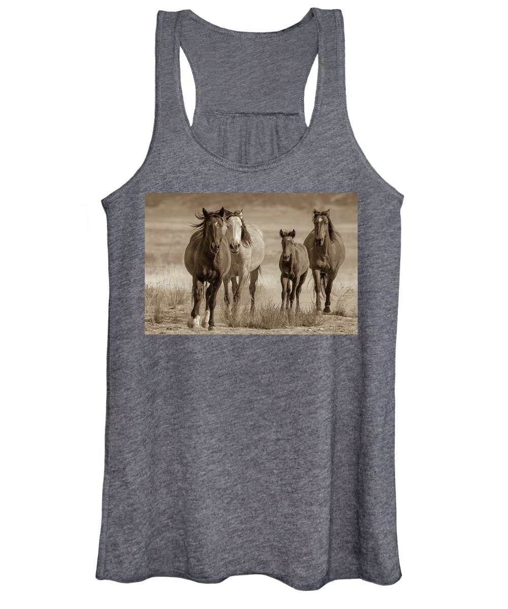 Wild Horses Women's Tank Top featuring the photograph Free family by Mary Hone