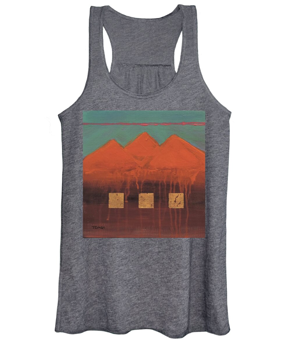 Gold Women's Tank Top featuring the painting Gold in Them Thar Hills by Bill Tomsa