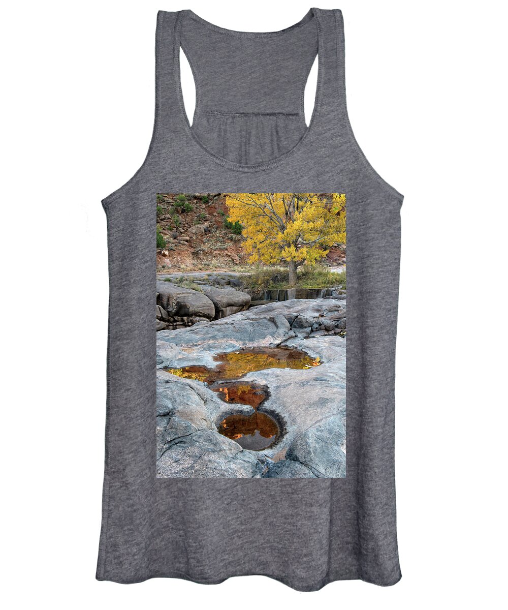 Dominguez Canyon Women's Tank Top featuring the photograph Gold Reflection by Angela Moyer