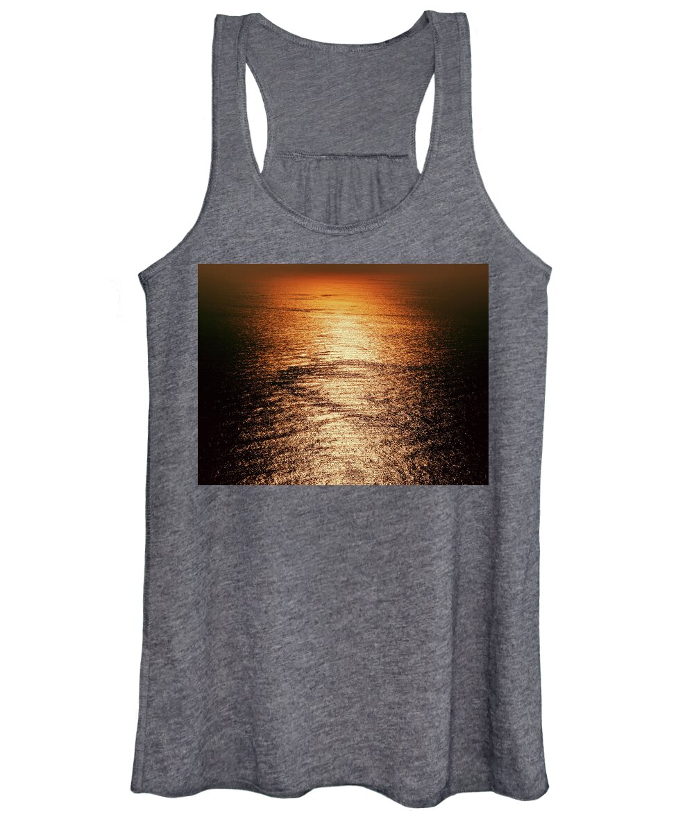Sunset Women's Tank Top featuring the photograph Golden sea in Alanya by Sun Travels