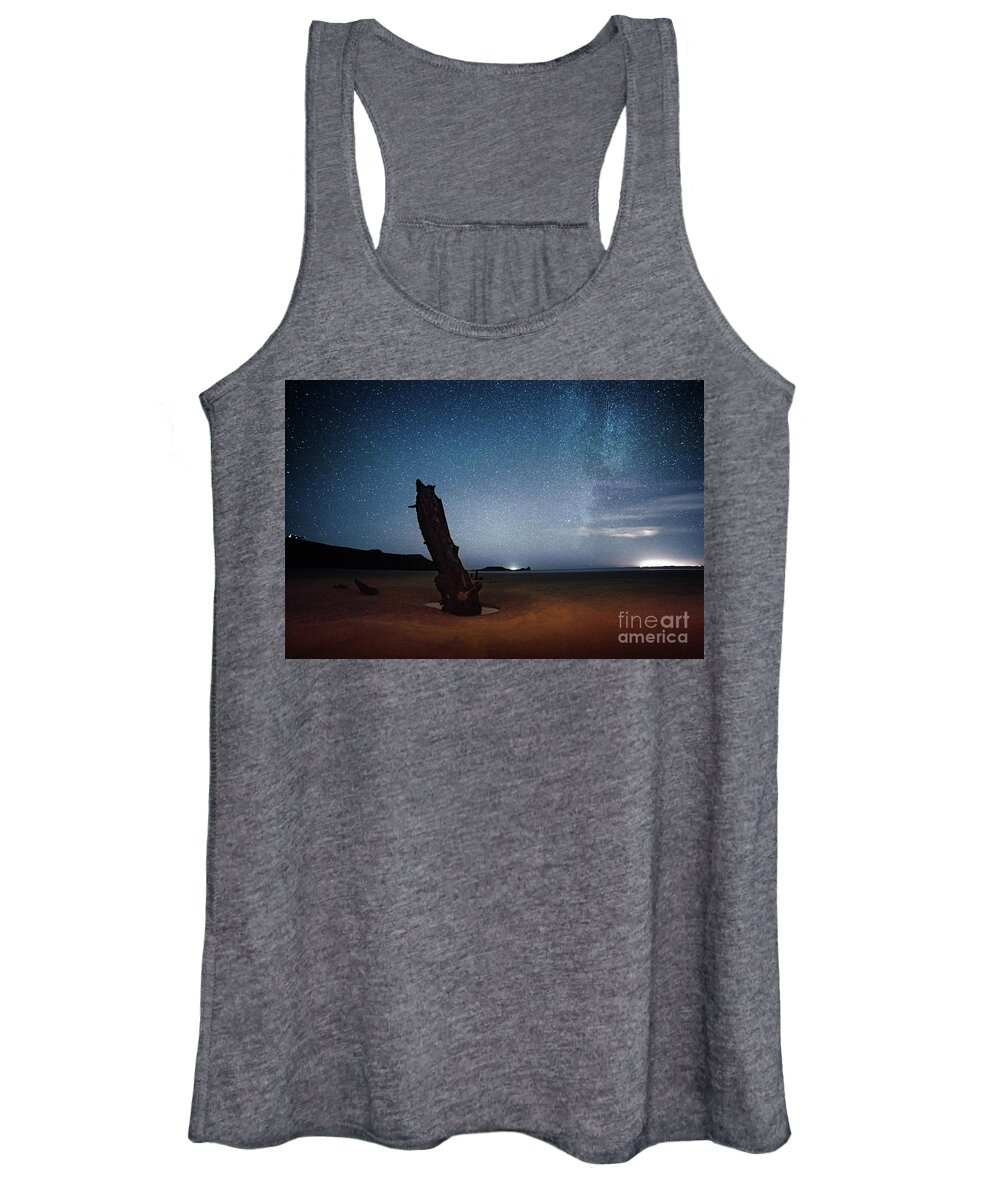 Wales Women's Tank Top featuring the photograph Gower Helvetia at Night by Minolta D