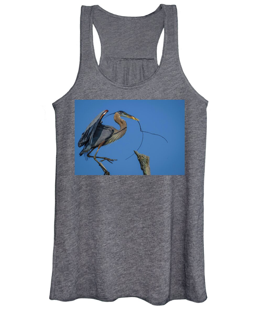 Herons Women's Tank Top featuring the photograph Great Blue Heron 4034 by Donald Brown