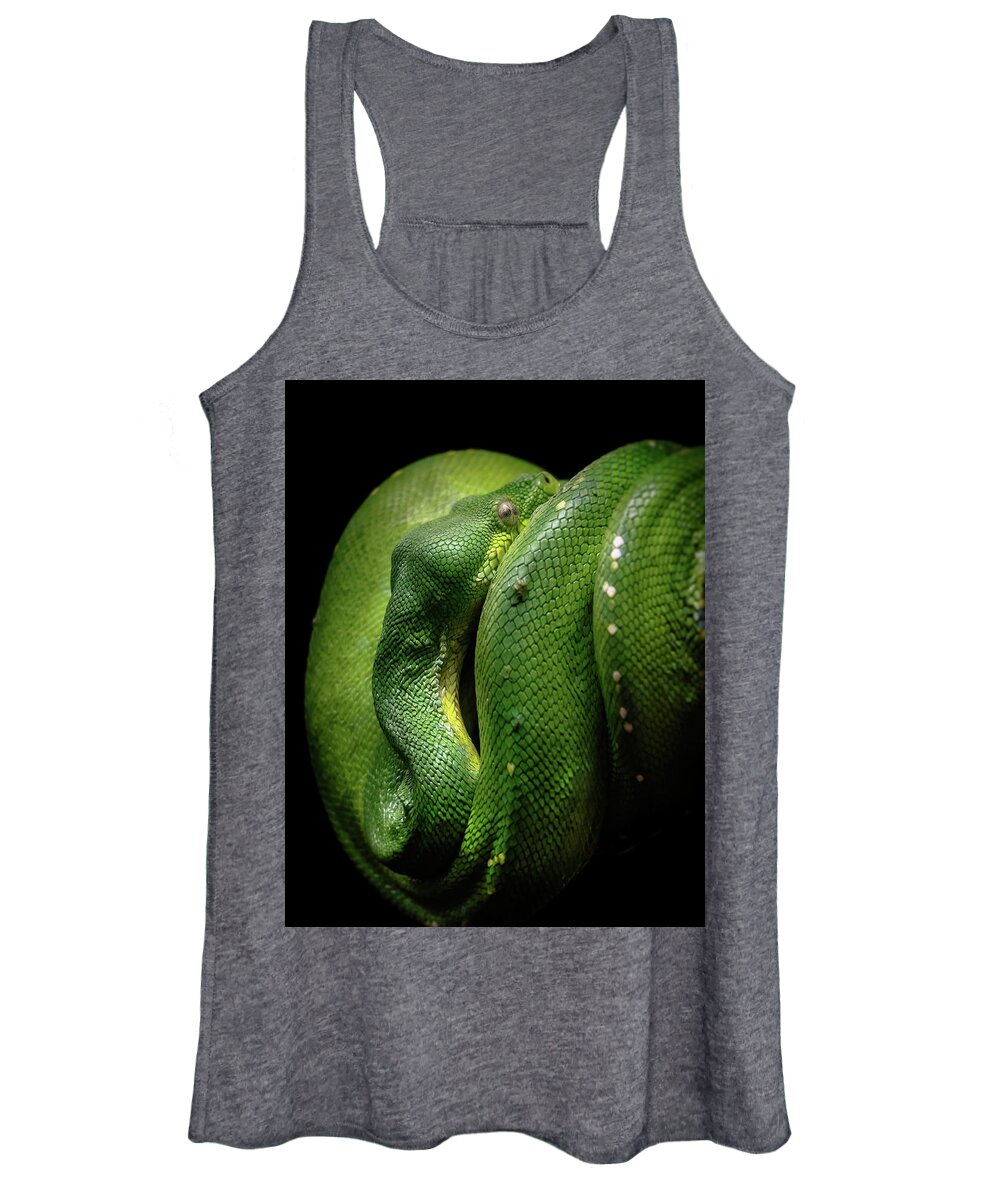 Snakes Women's Tank Top featuring the photograph Green Tree Boa by Elaine Malott