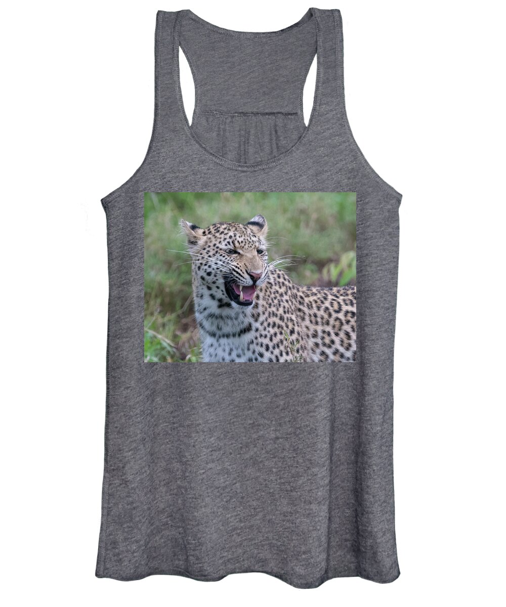 Leopard Women's Tank Top featuring the photograph Grimacing leopard by Mark Hunter