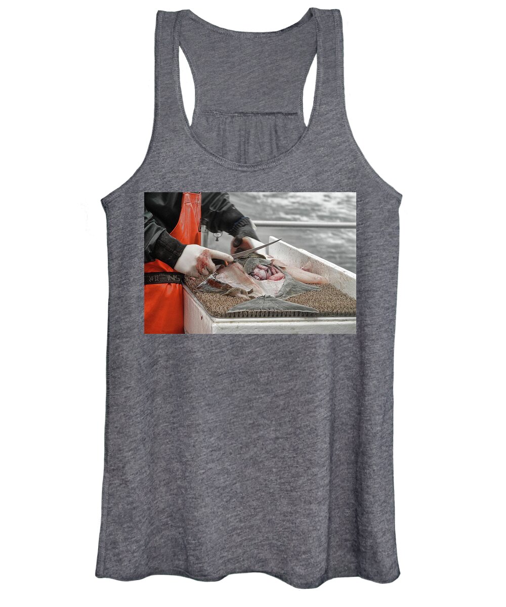 Halibut Women's Tank Top featuring the photograph Halibut For Dinner - Homer Alaska by Dyle Warren