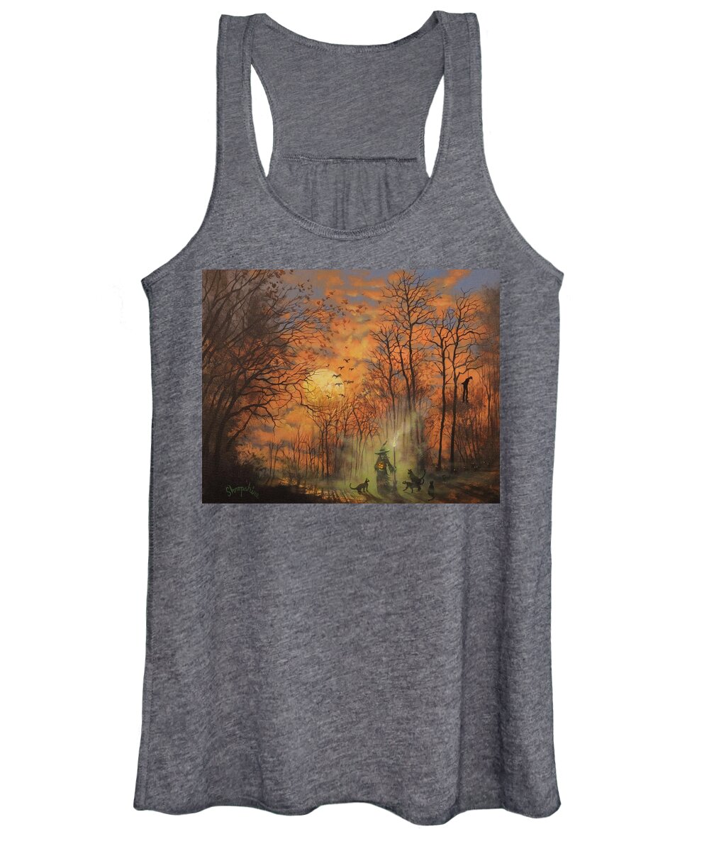 Halloween Women's Tank Top featuring the painting Halloween Witch by Tom Shropshire