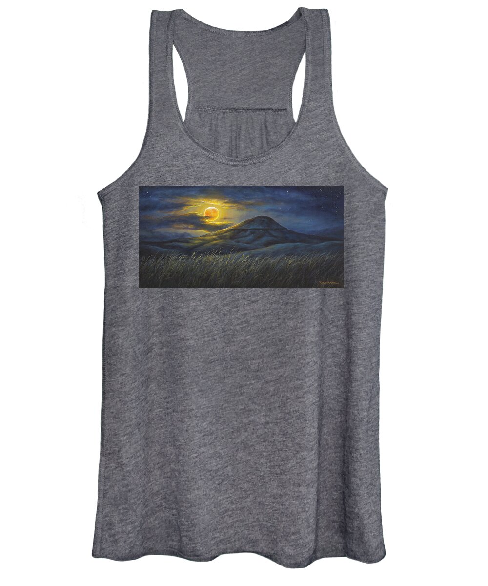 Belt Women's Tank Top featuring the painting Harvest Moon by Kim Lockman