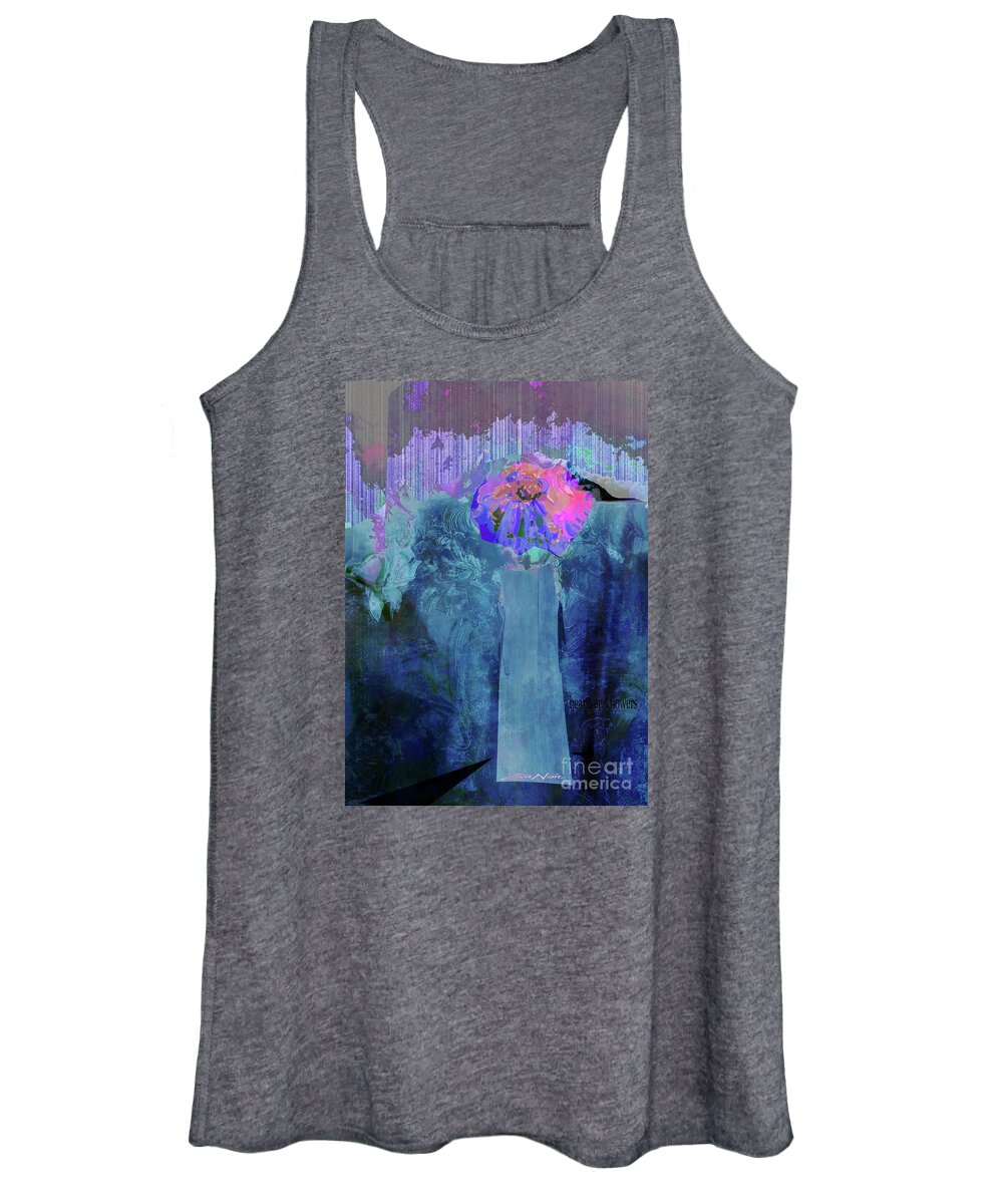 Abstract Women's Tank Top featuring the mixed media Hearts and Flowers Love at First Light No 2 by Zsanan Studio