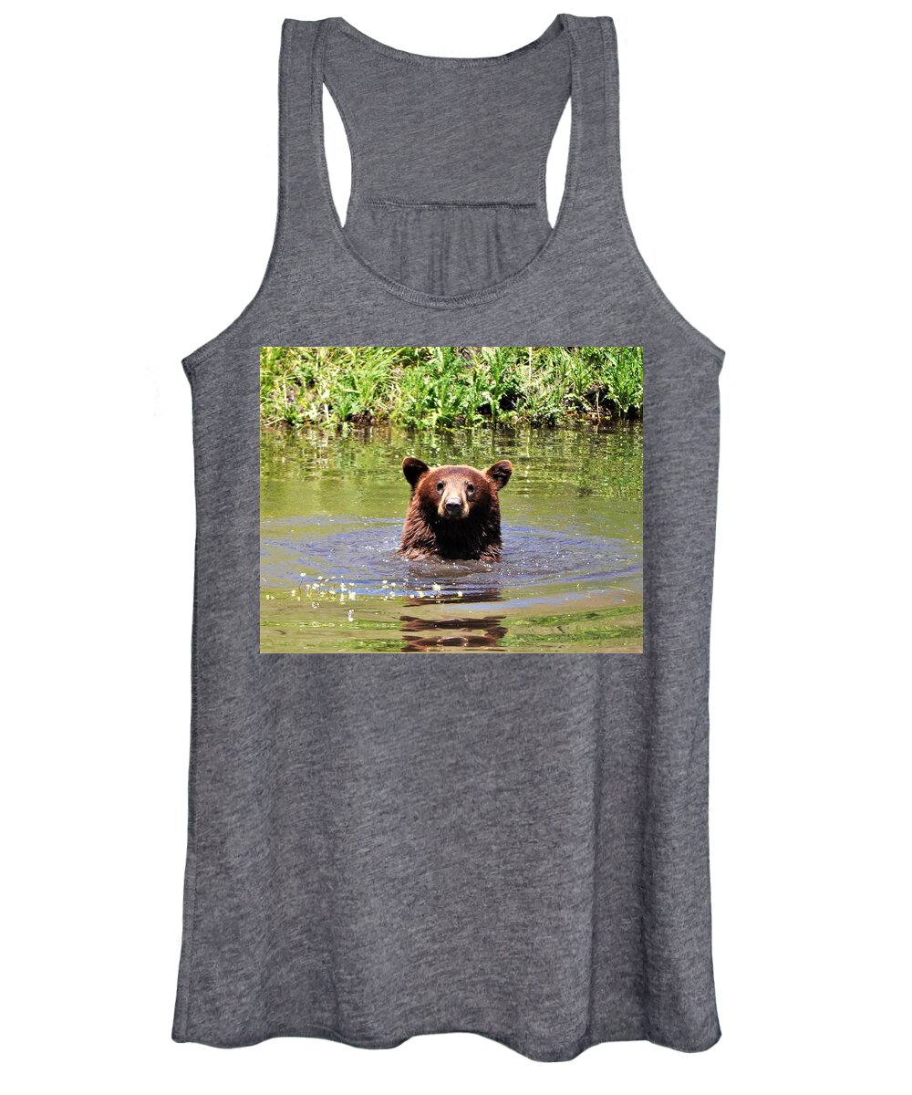 Black Bear Women's Tank Top featuring the photograph Hi There by Mike Helland
