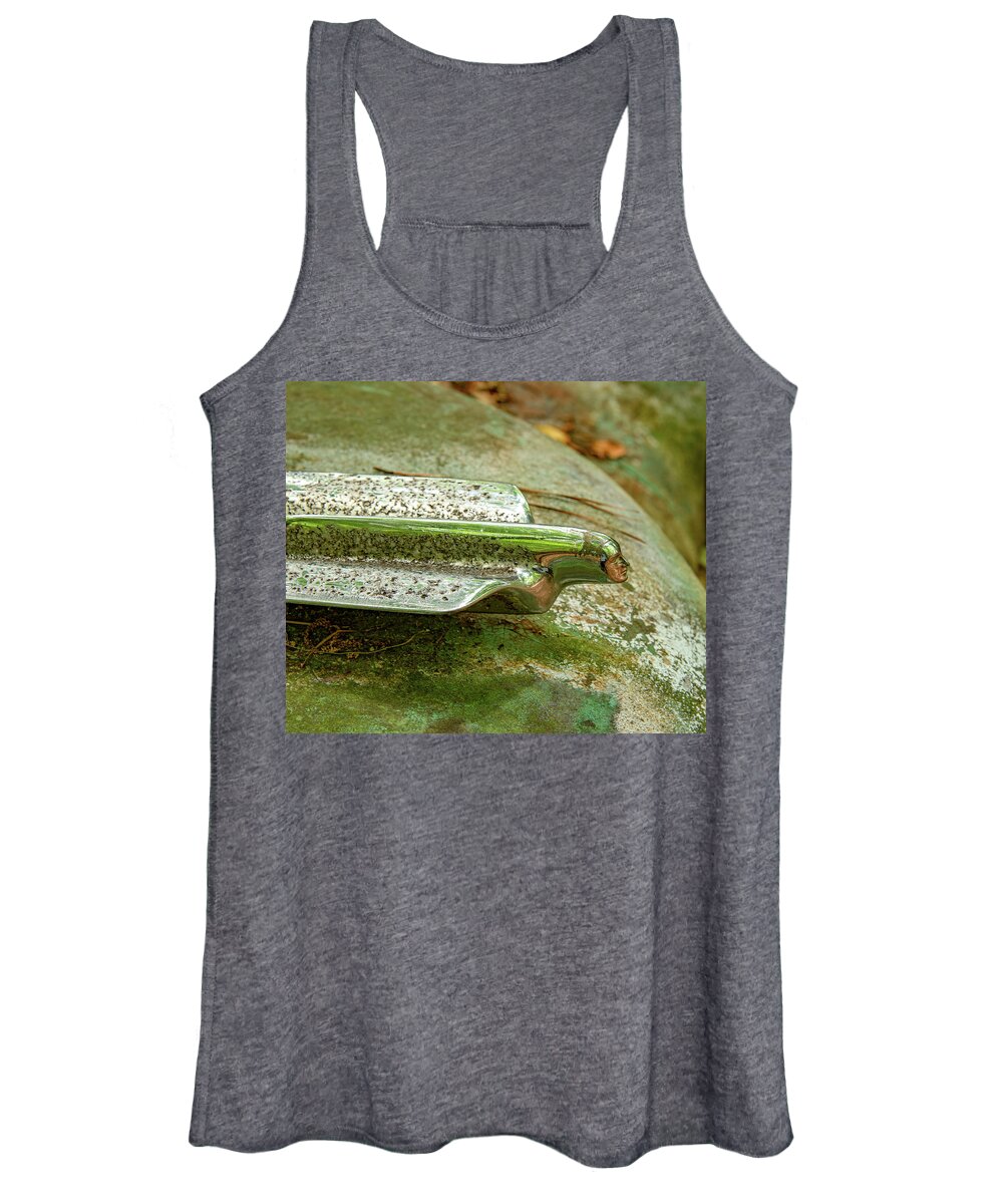 Old Car Women's Tank Top featuring the photograph Hood ornament by Minnie Gallman