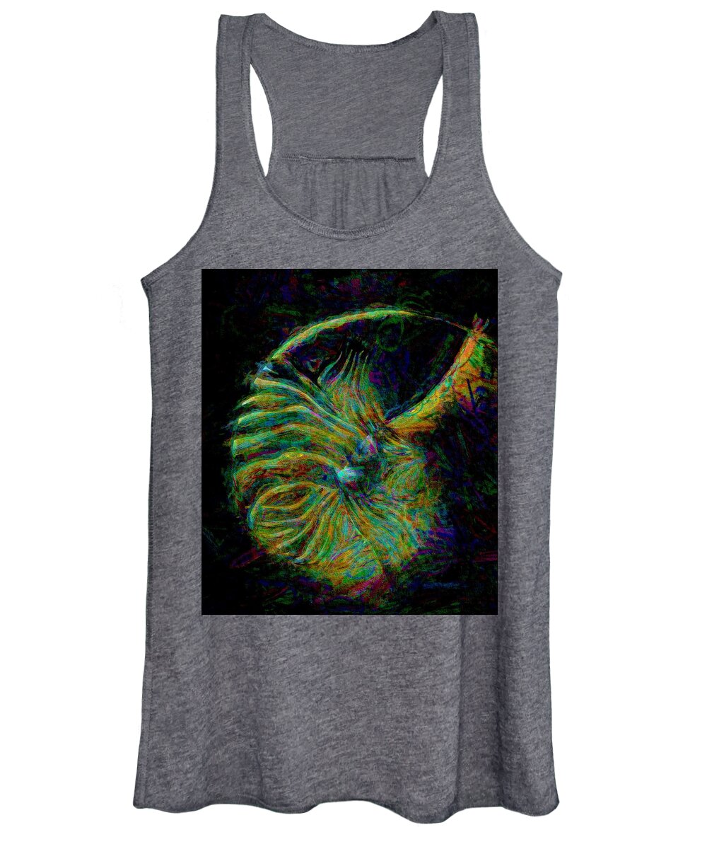 Modern Abstract Art Women's Tank Top featuring the drawing I Can Hear the Sea Shell Echoing Light by Joan Stratton