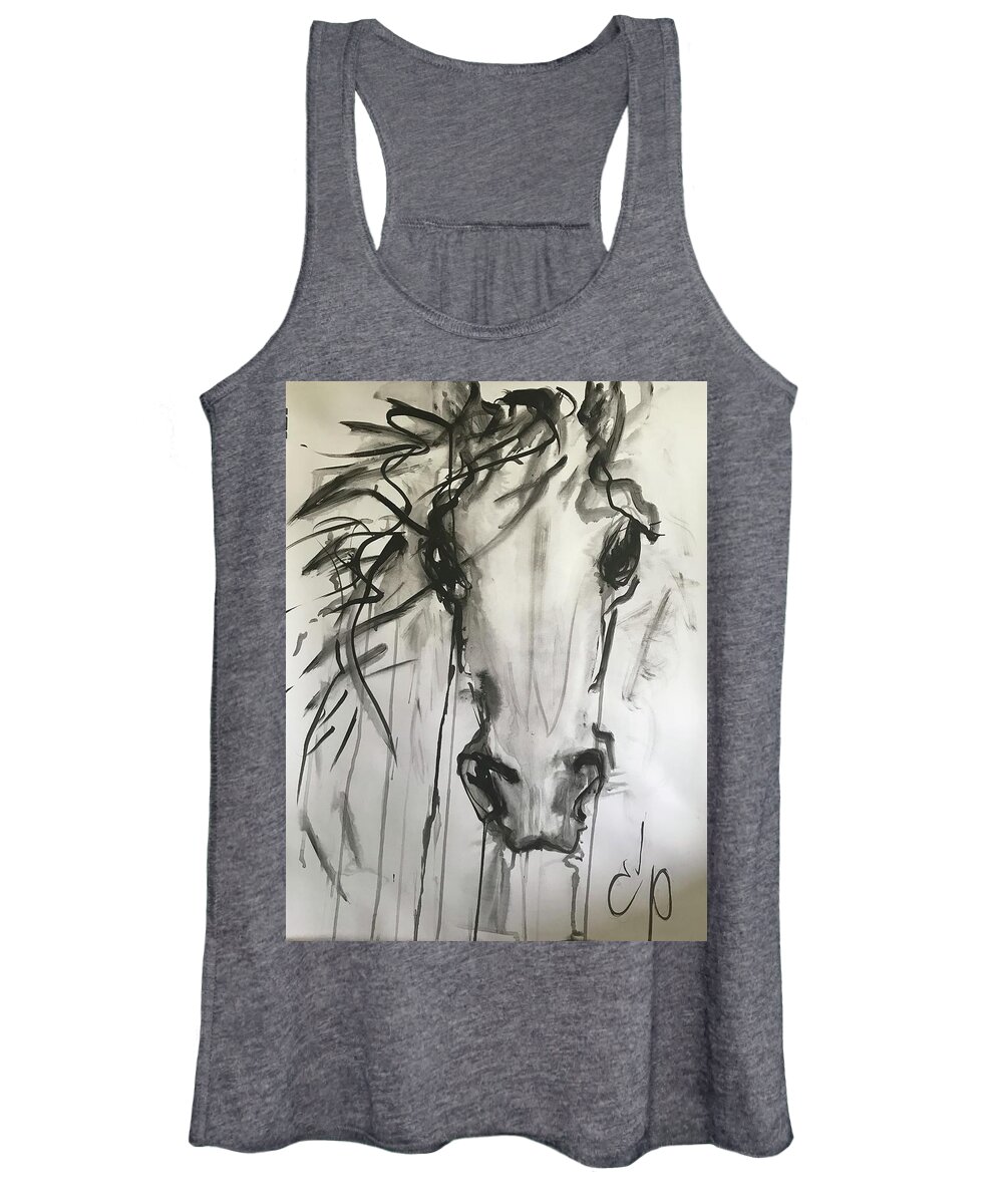 Painting Women's Tank Top featuring the painting Horse Head by Elizabeth Parashis