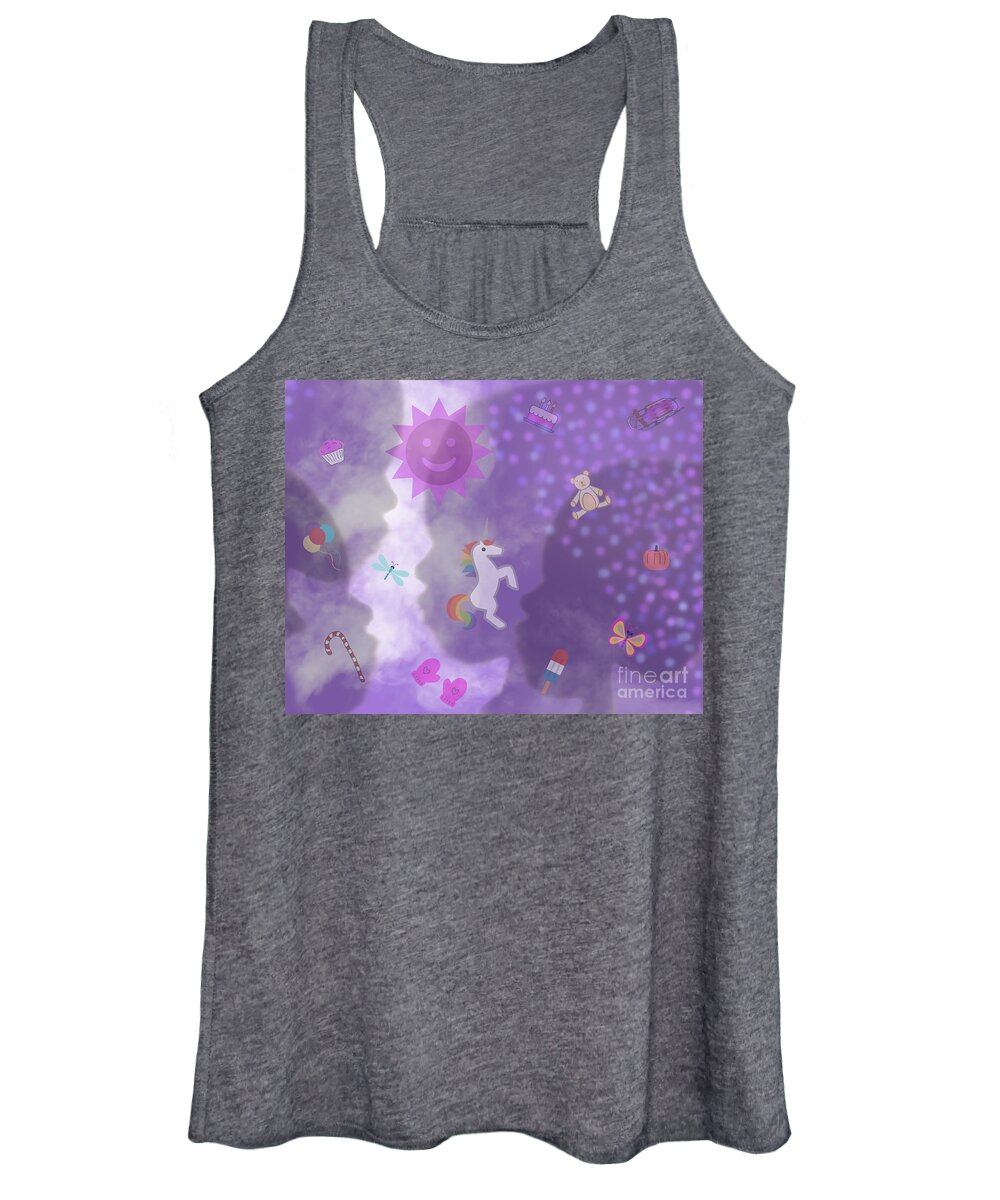 Child Women's Tank Top featuring the mixed media In The Mind Of A Child by Diamante Lavendar