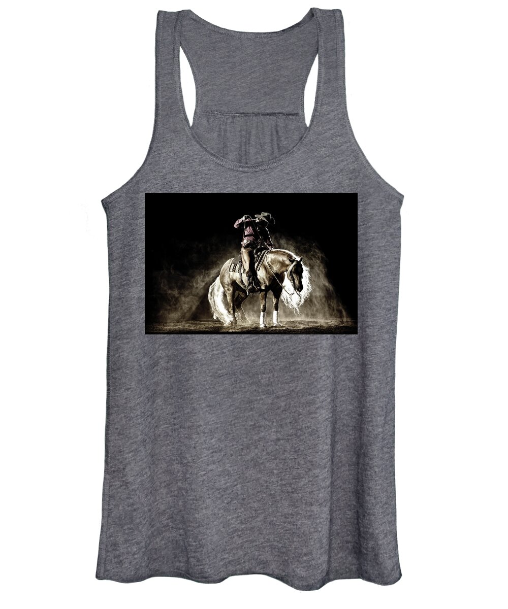 Cowboy Women's Tank Top featuring the photograph In The Still Of Light by Lincoln Rogers