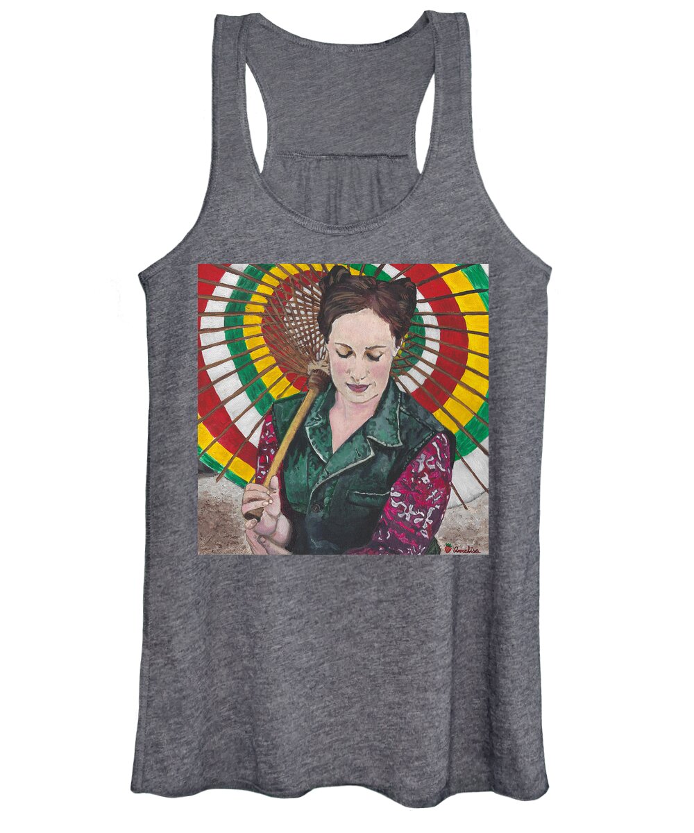 Acrylic Painting Women's Tank Top featuring the painting InevitableBetrayal Cosplay as Kaylee in Firefly by Annalisa Rivera-Franz