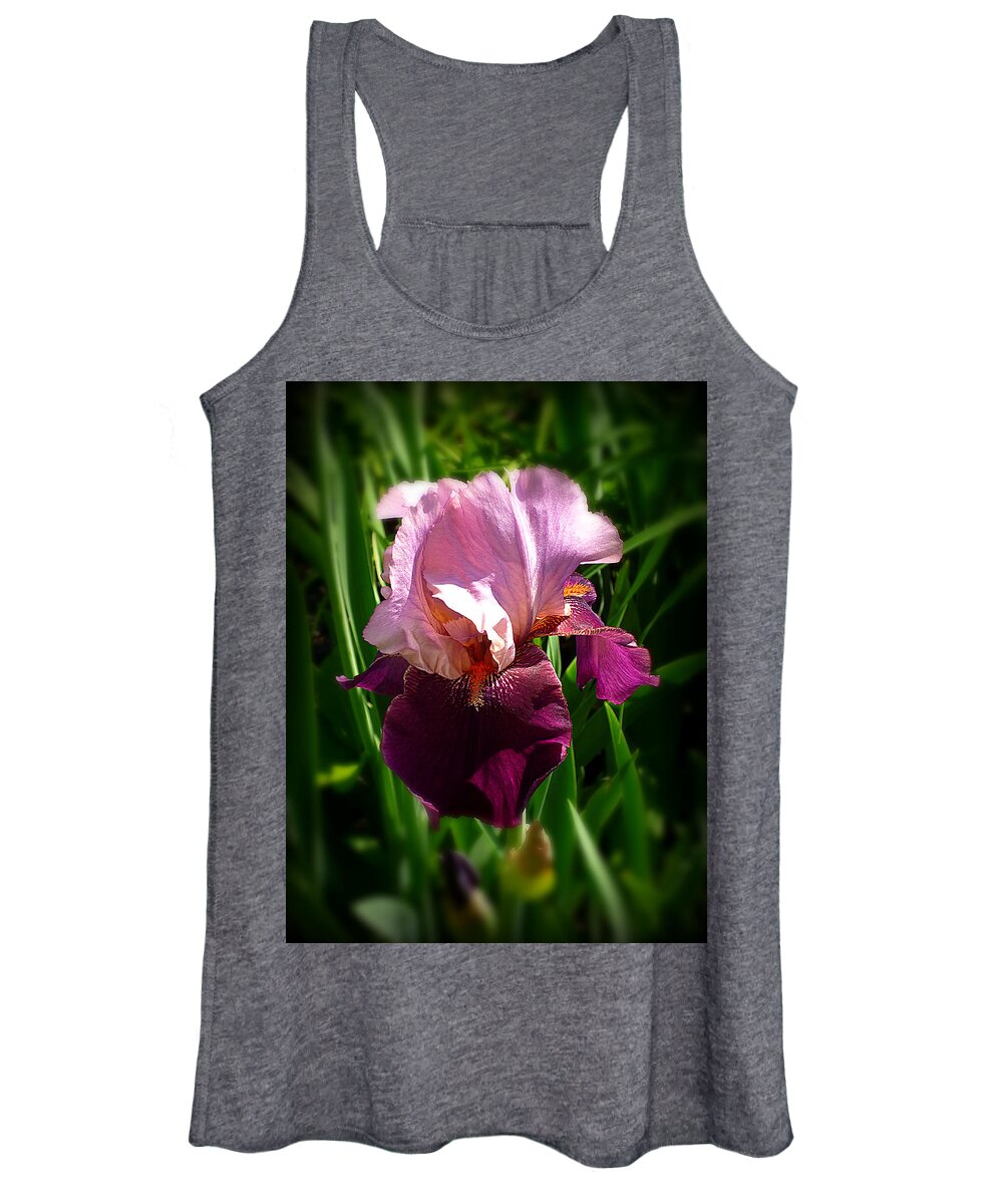 Pink Bearded Iris Women's Tank Top featuring the photograph Iris in Pink and Violet by Mike McBrayer