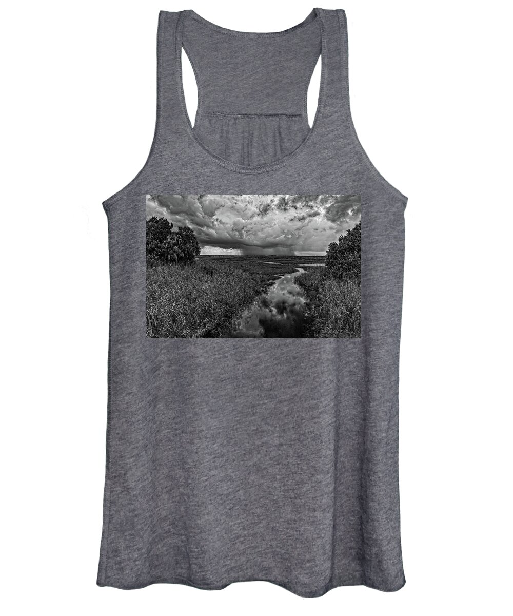 Monochrome Women's Tank Top featuring the photograph Isolated Shower - BW by Christopher Holmes