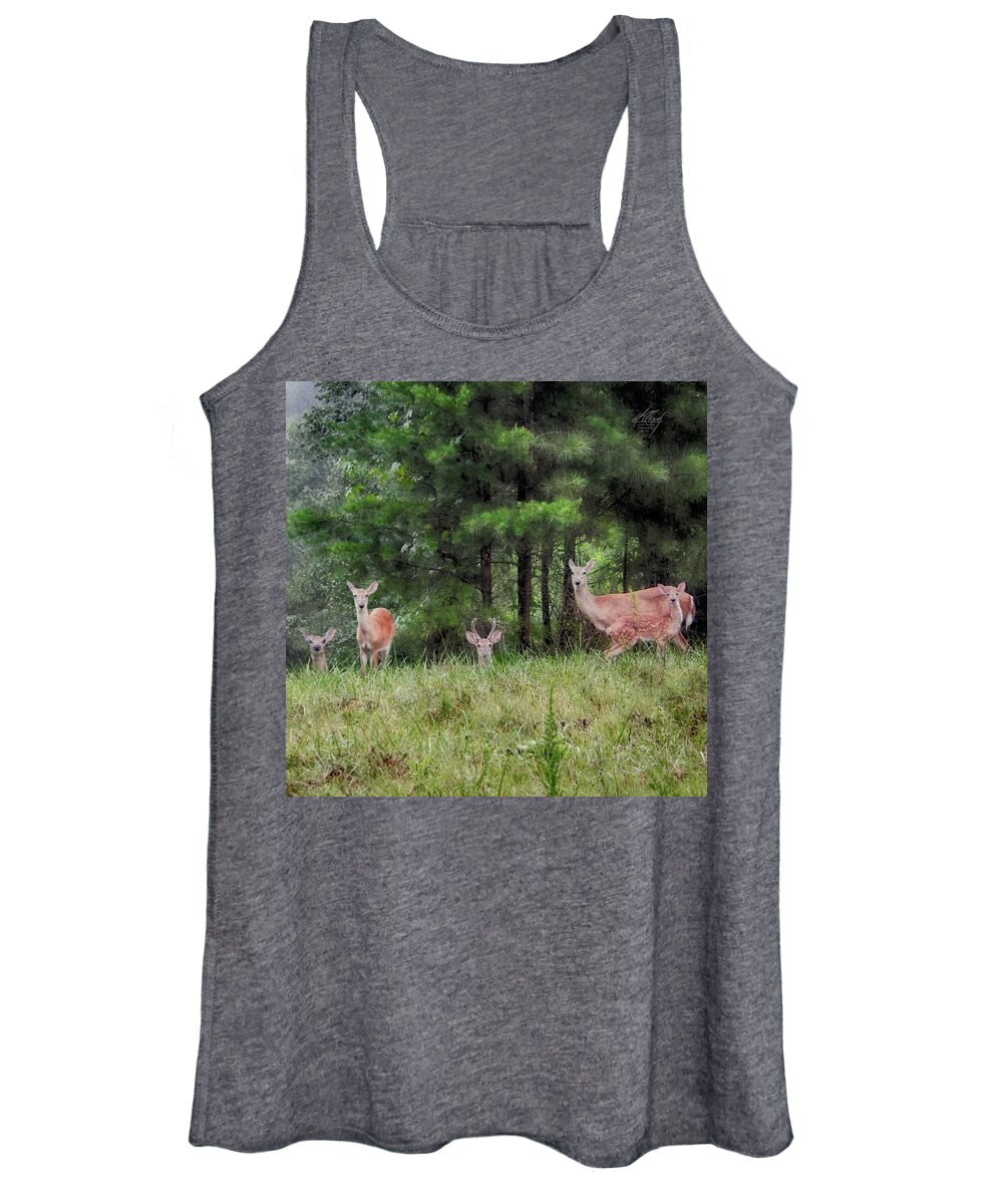 Deer Women's Tank Top featuring the photograph I've Been Spotted by Michael Frank