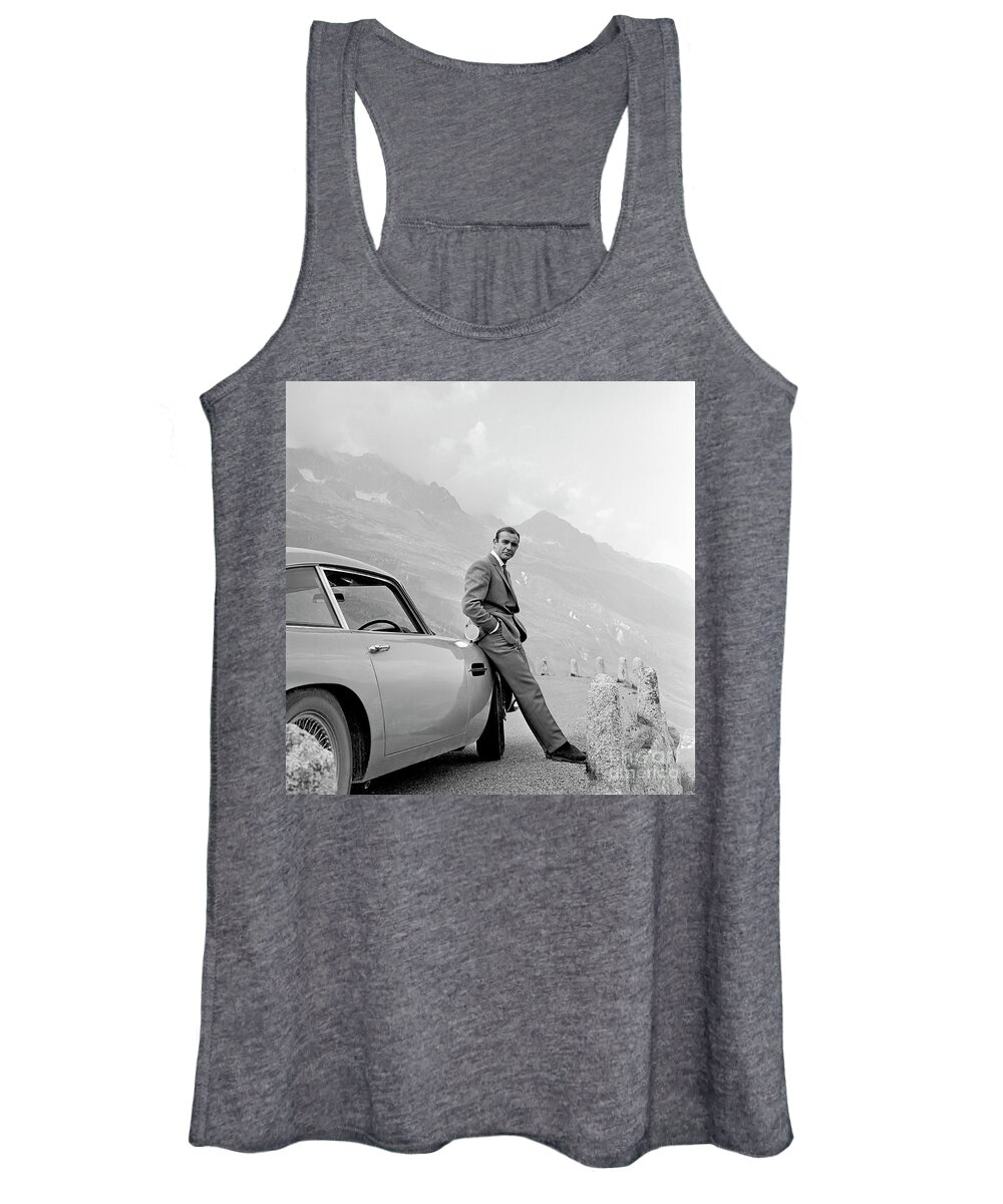 #faatoppicks Women's Tank Top featuring the photograph James Bond Coolly Leaning on His Aston Martin by Doc Braham