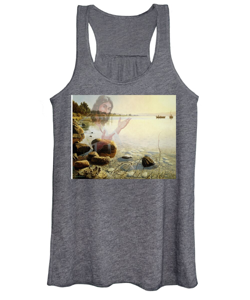 Jesus Women's Tank Top featuring the painting Jesus, Come Follow Me by Graham Braddock