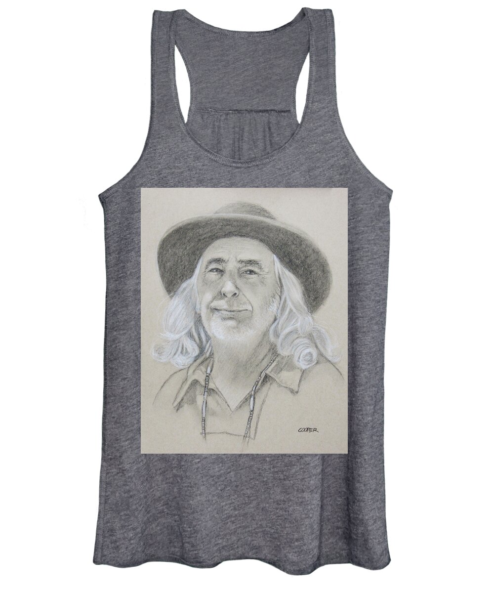 Portrait Women's Tank Top featuring the drawing John West by Todd Cooper