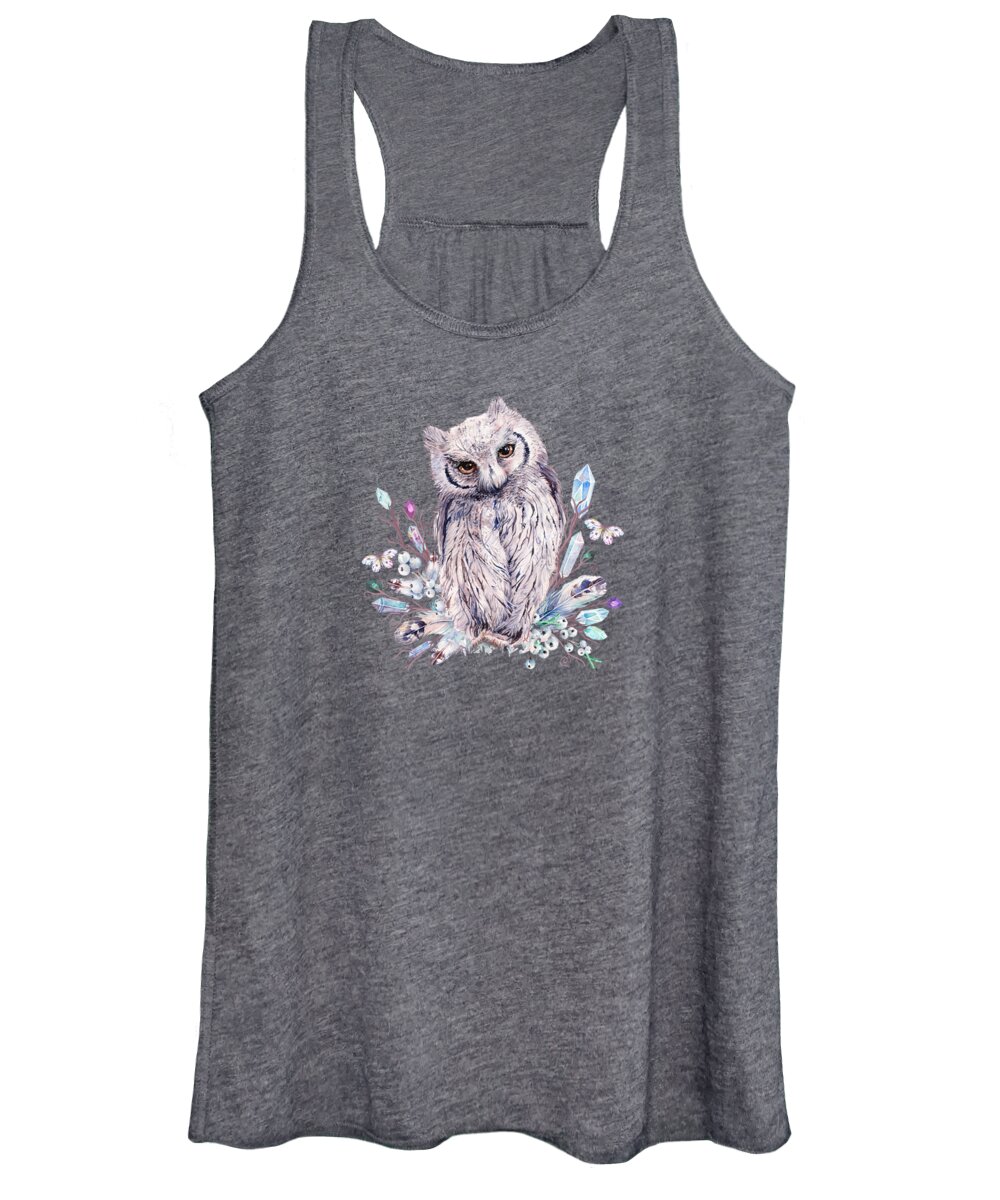 Painting Women's Tank Top featuring the painting Keeper Of The Crystals Makers Of Wands by Little Bunny Sunshine