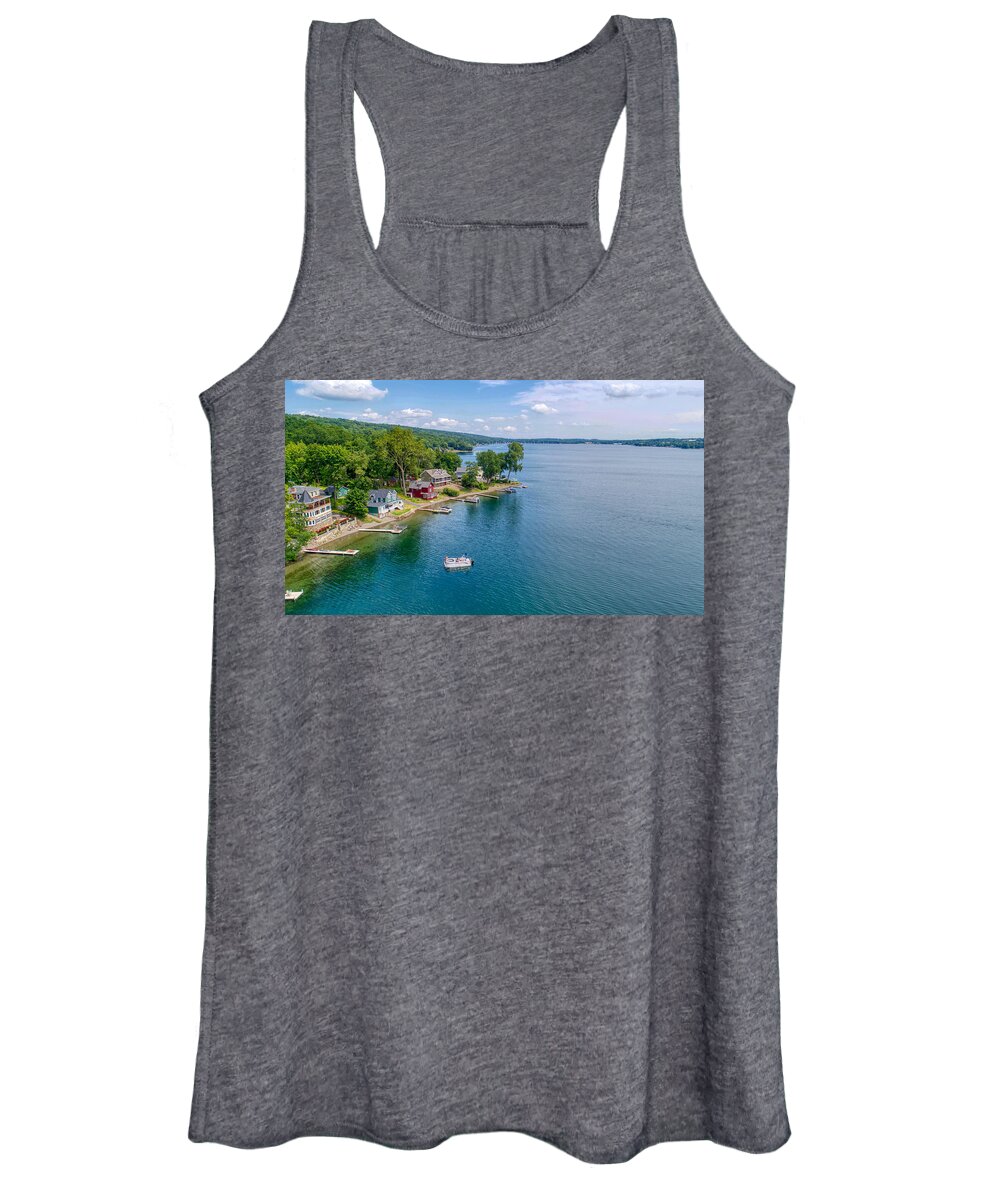 Finger Lakes Women's Tank Top featuring the photograph Keuka Boat Day by Anthony Giammarino