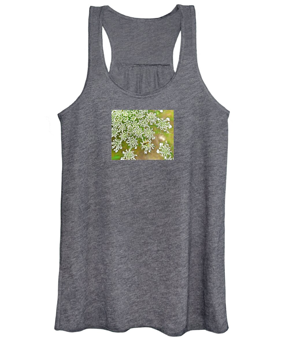 Queen Anne's Lace Women's Tank Top featuring the digital art Lace and Bee by Diane Chandler
