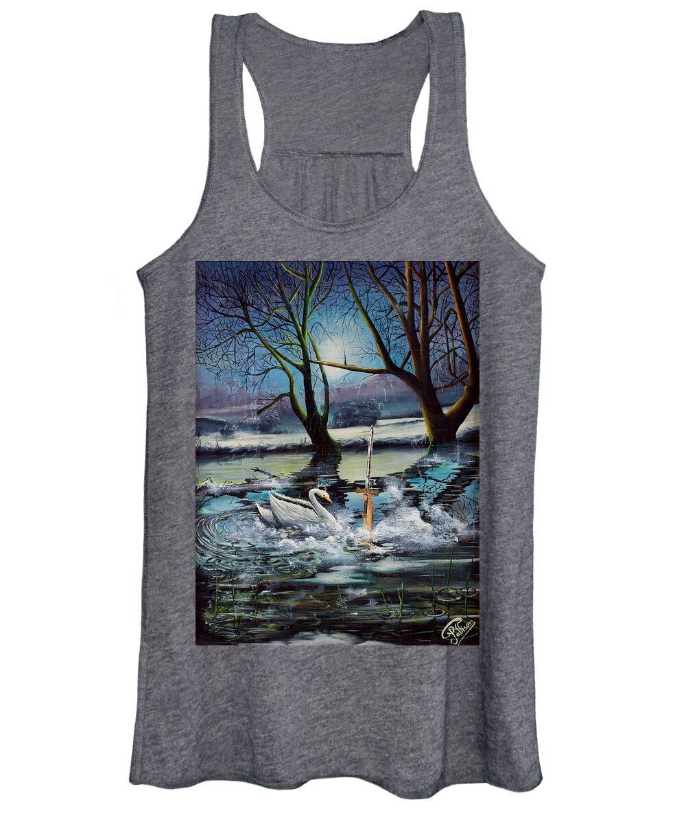 Lake Women's Tank Top featuring the painting Lady in the Lake by John Palliser