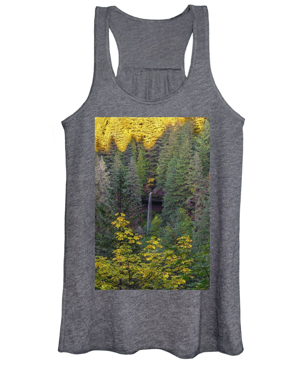 2018-01-014 Women's Tank Top featuring the photograph Late afternoon forest view. by Ulrich Burkhalter