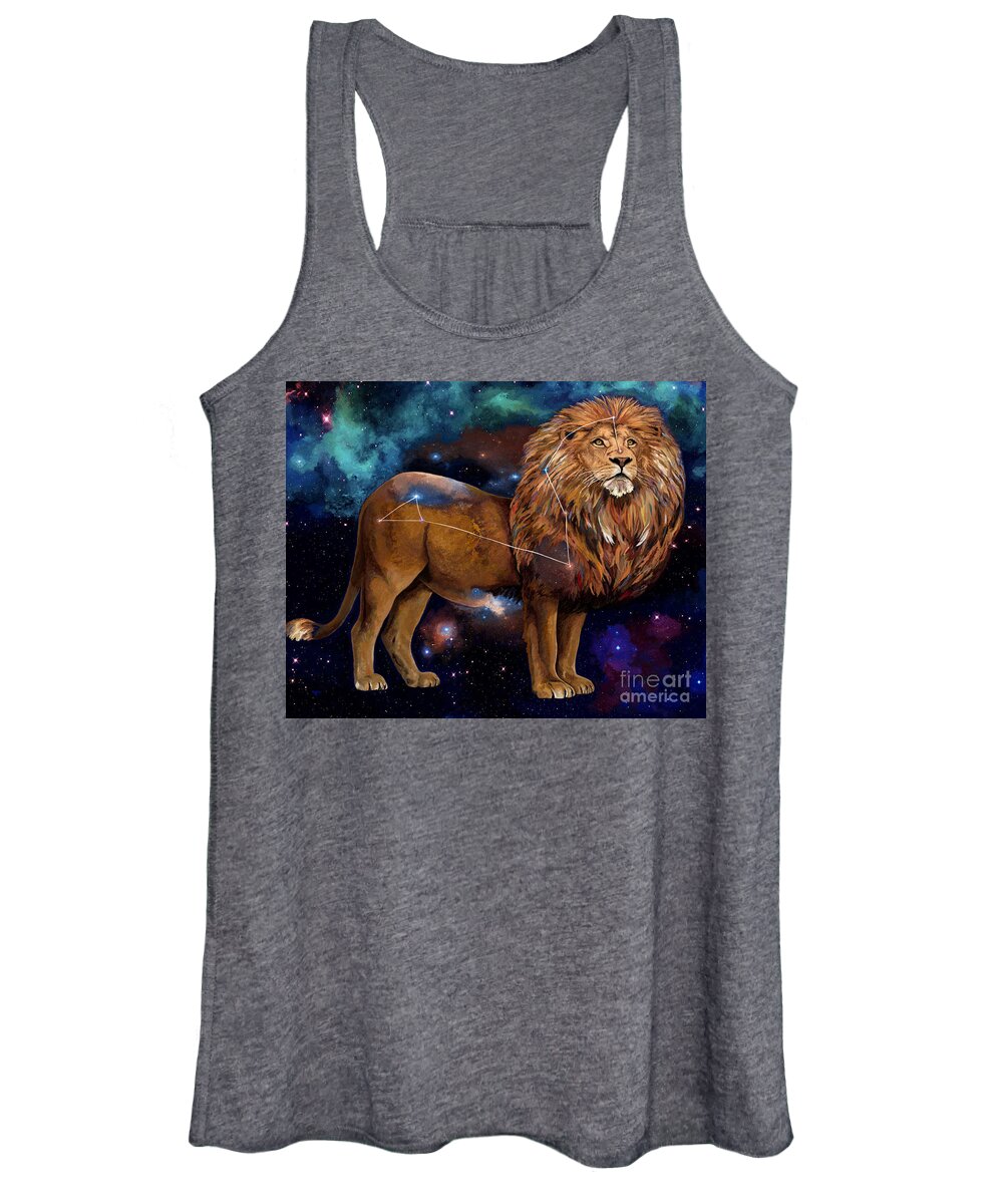 Lion Women's Tank Top featuring the painting Leo the Lion King by Jackie Case