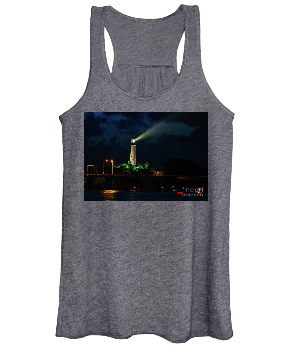 Lighthouse Women's Tank Top featuring the photograph Lighthouse Lightbeam by Tom Claud