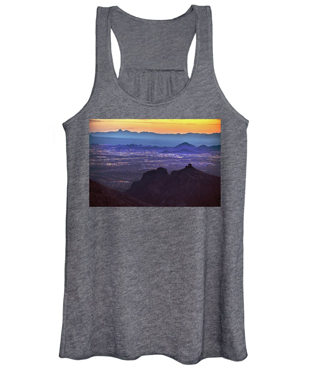 Tucson Women's Tank Top featuring the photograph Lights of Tucson at Twilight by Chance Kafka
