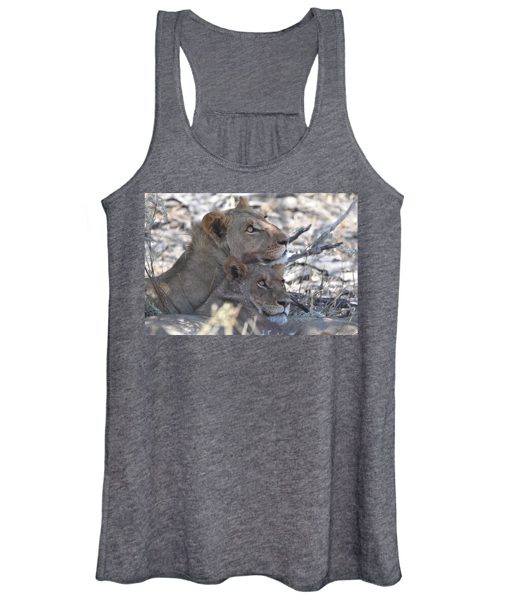 Lion Women's Tank Top featuring the photograph Lion Pair by Ben Foster