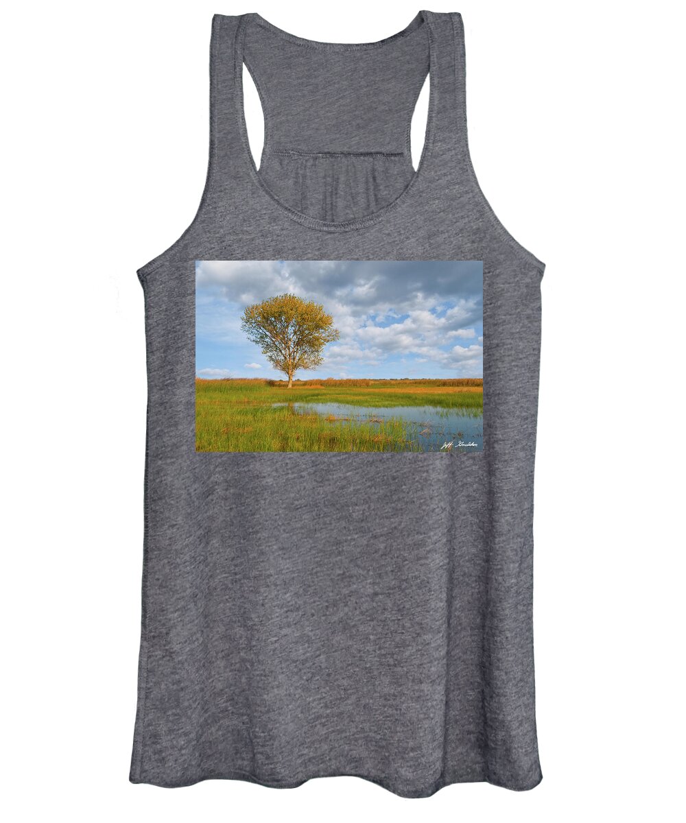 Autumn Women's Tank Top featuring the photograph Lone Tree by a Wetland by Jeff Goulden