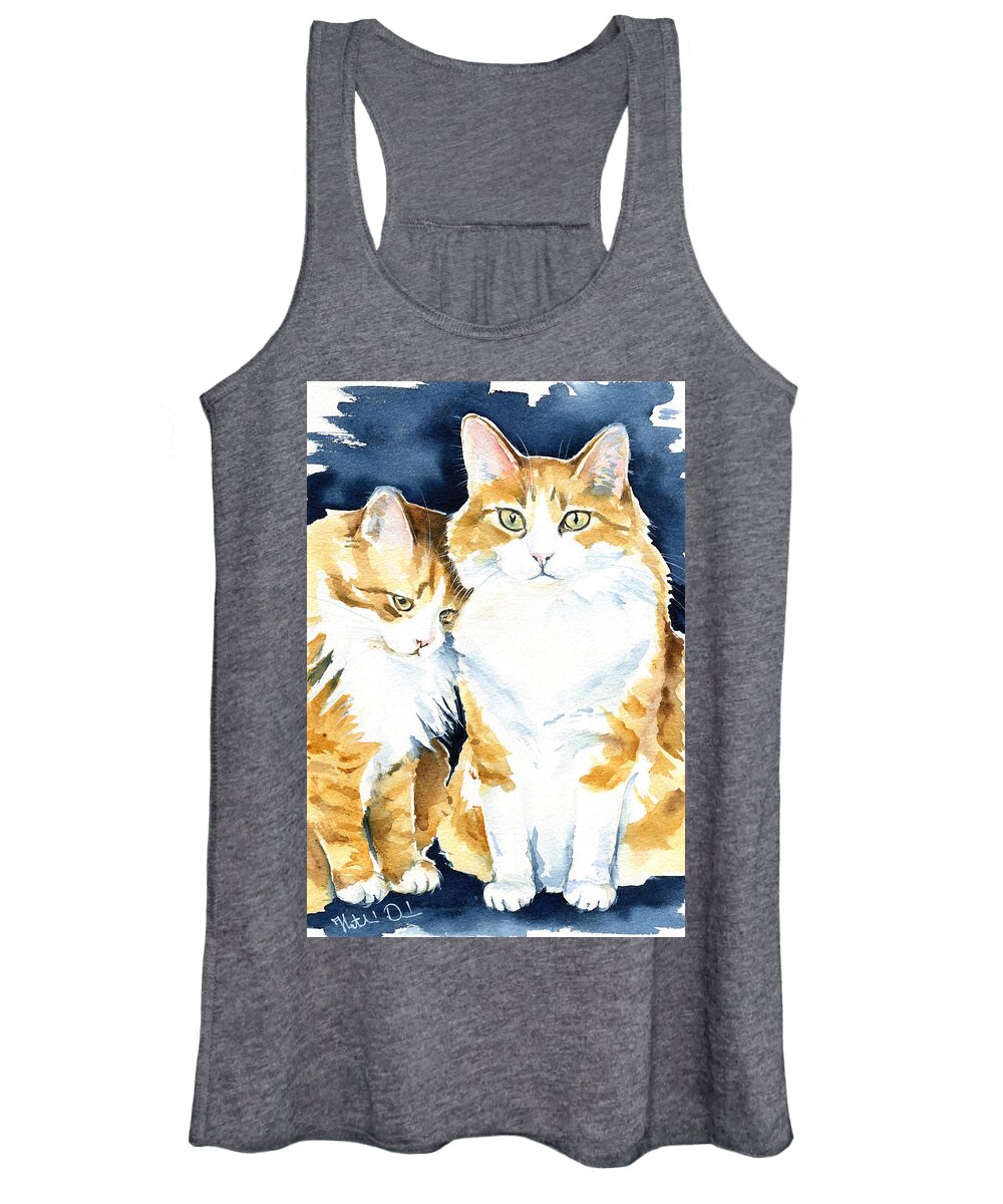 Valentine Women's Tank Top featuring the painting Love Me Meow Cat Painting by Dora Hathazi Mendes