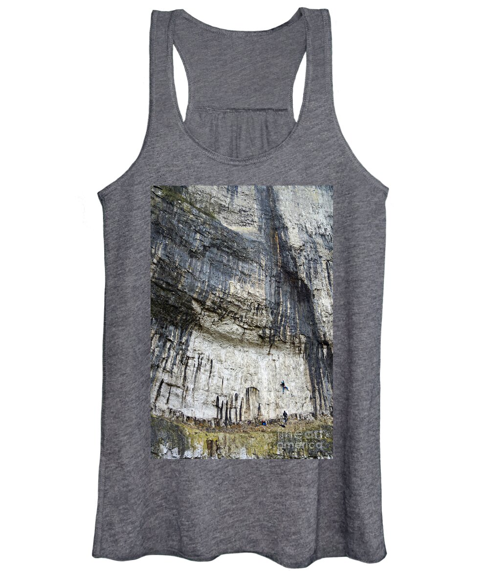 Malham Cove Women's Tank Top featuring the photograph Malham Cove climbers by David Birchall