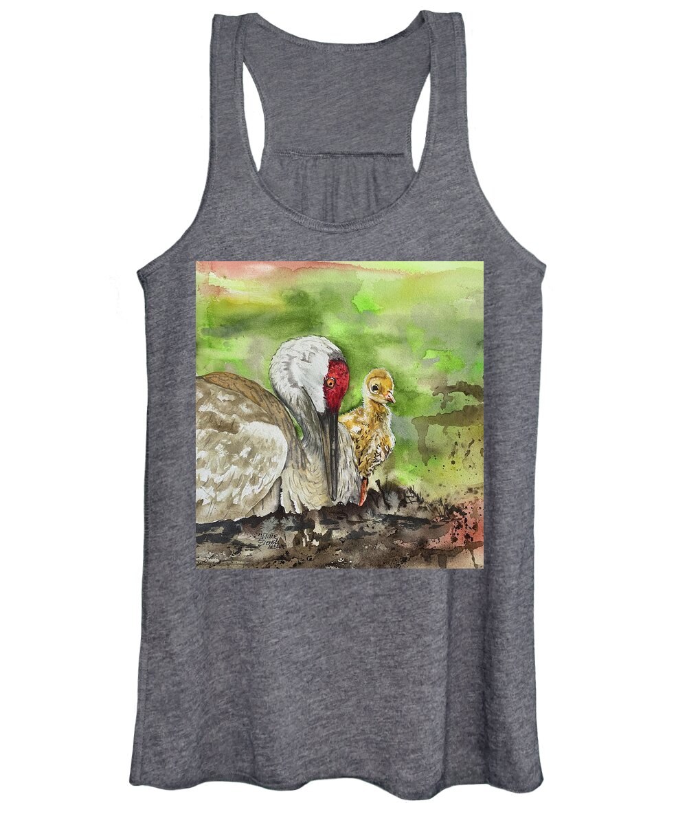  Women's Tank Top featuring the painting Mama and chick by Diane Ziemski