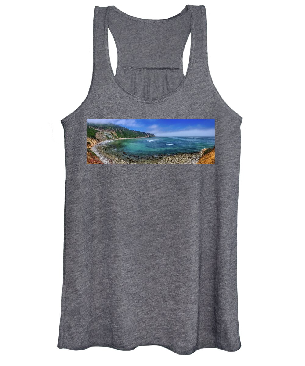 Beach Women's Tank Top featuring the photograph Marine Layer over Bluff Cove Panorama by Andy Konieczny