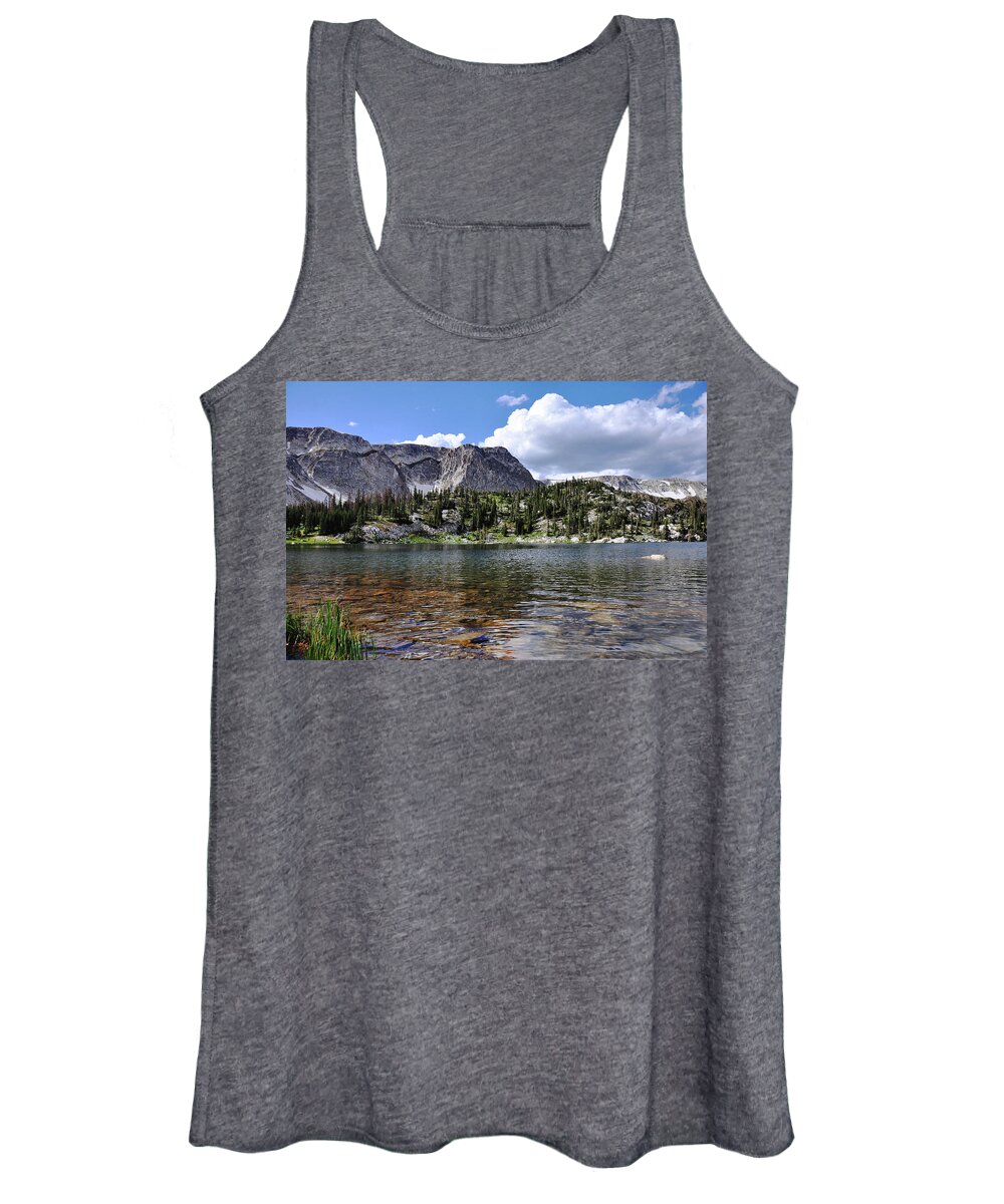 Wyoming Women's Tank Top featuring the photograph Medicine Bow Peak and Mirror Lake by Chance Kafka