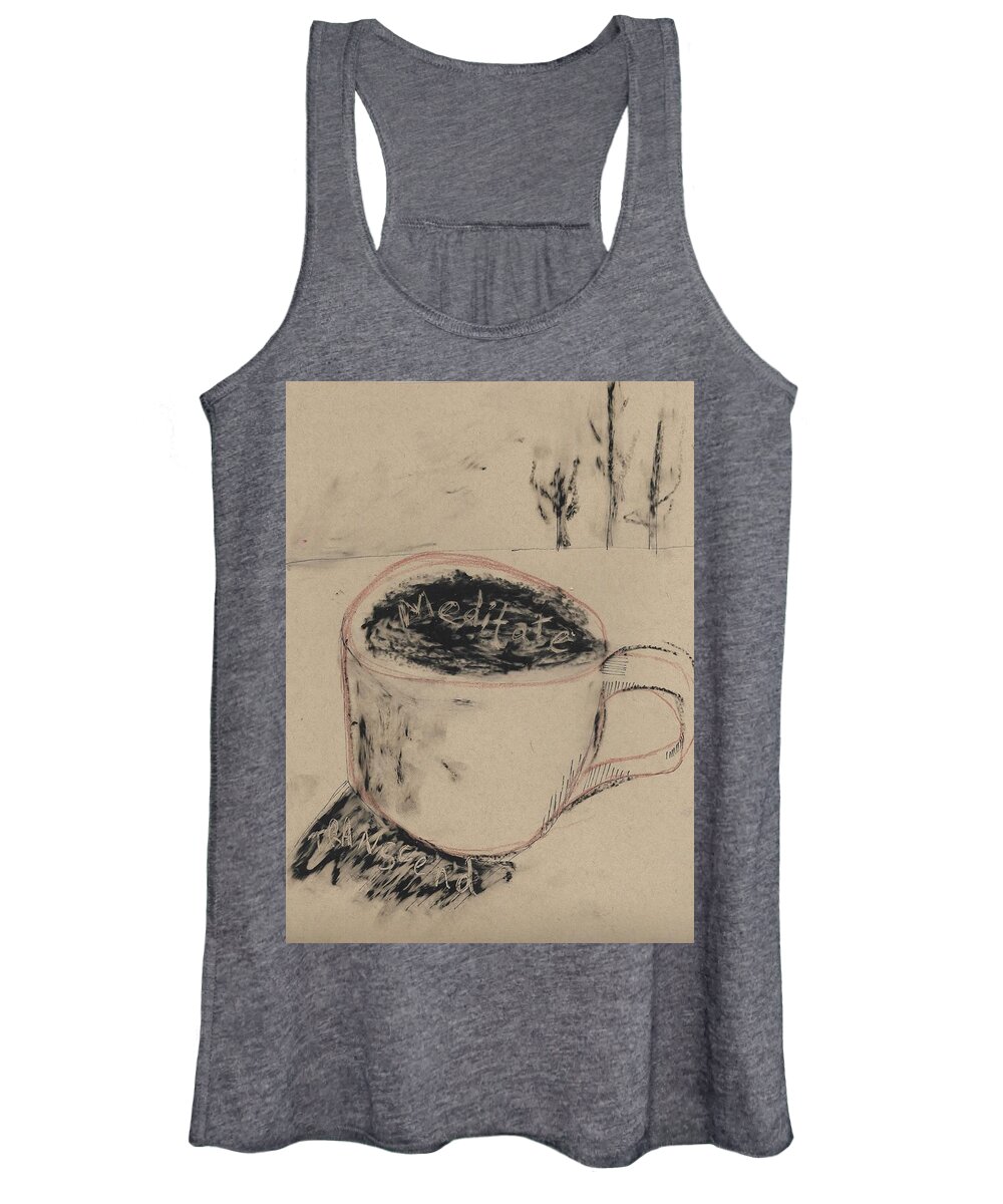 Coffee Women's Tank Top featuring the drawing Meditate/Transcend by Drew Eurek