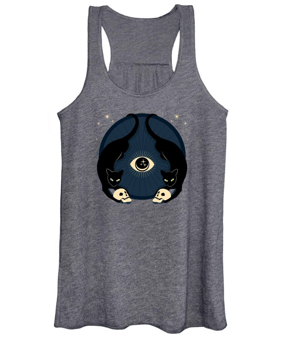 Painting Women's Tank Top featuring the painting Midnight Cats Doing Their Dark Business by Little Bunny Sunshine