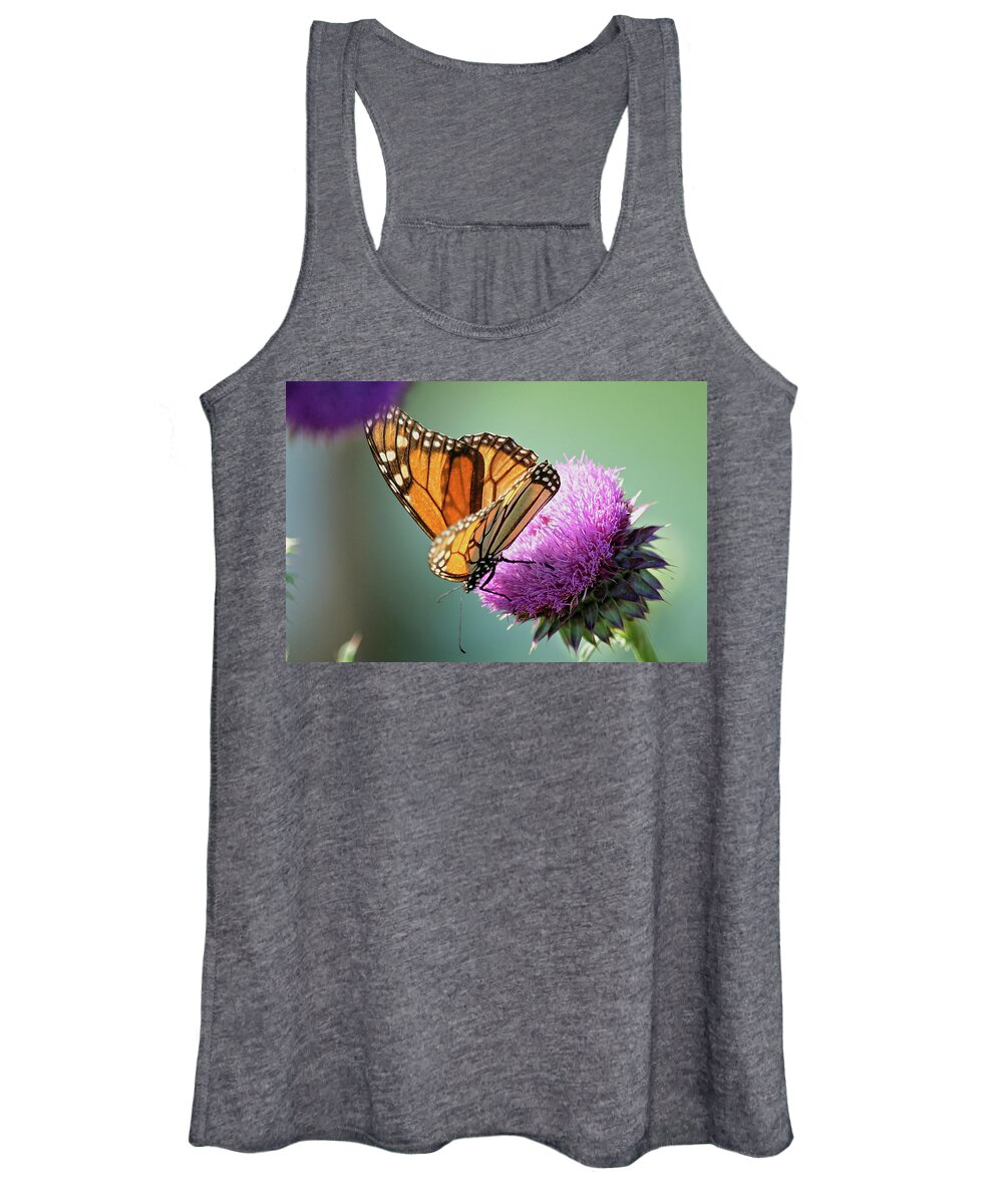 Betty Depee Women's Tank Top featuring the photograph Monarch and Thistle by Betty Depee