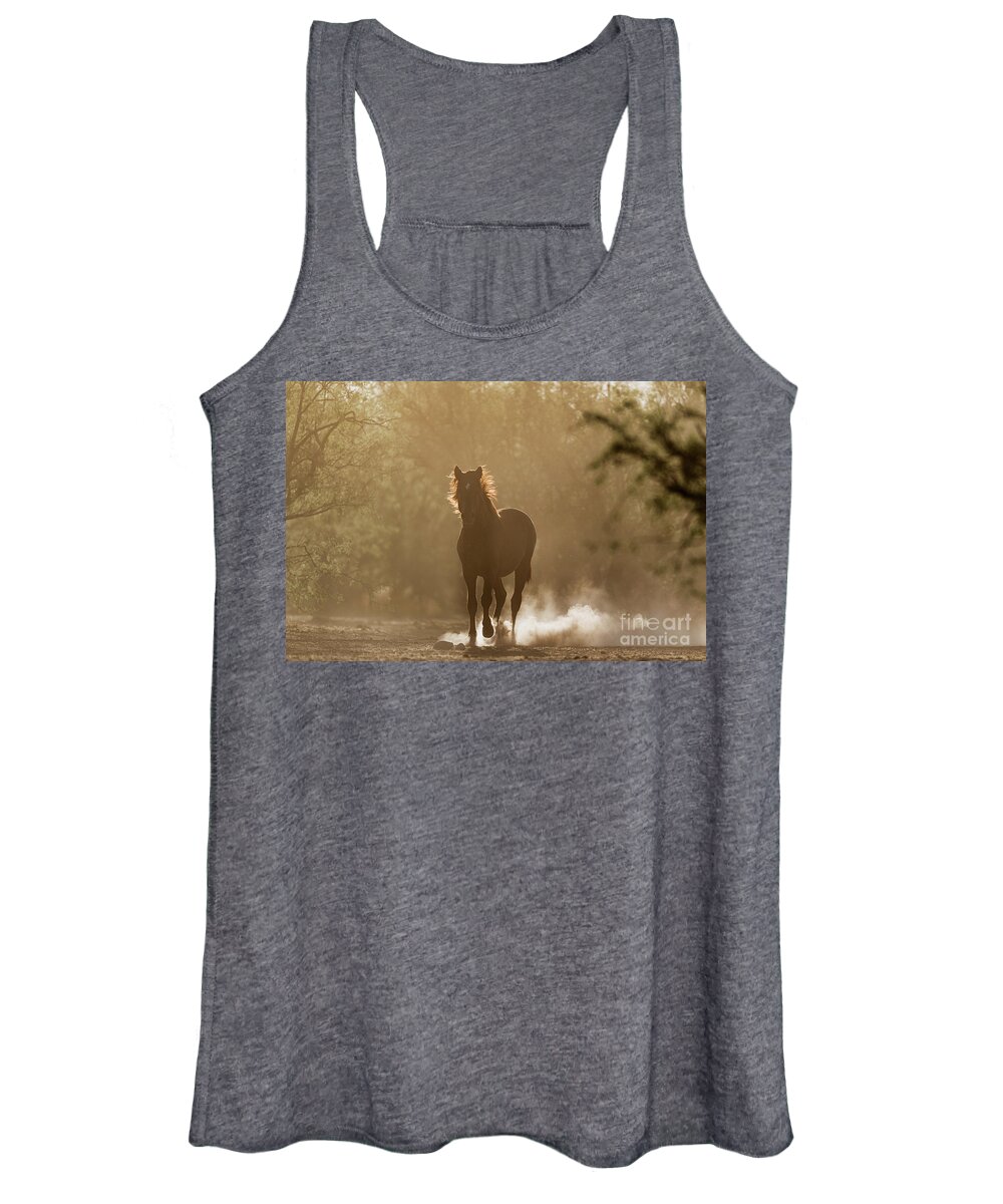 Stallion Women's Tank Top featuring the photograph Morning Run by Shannon Hastings
