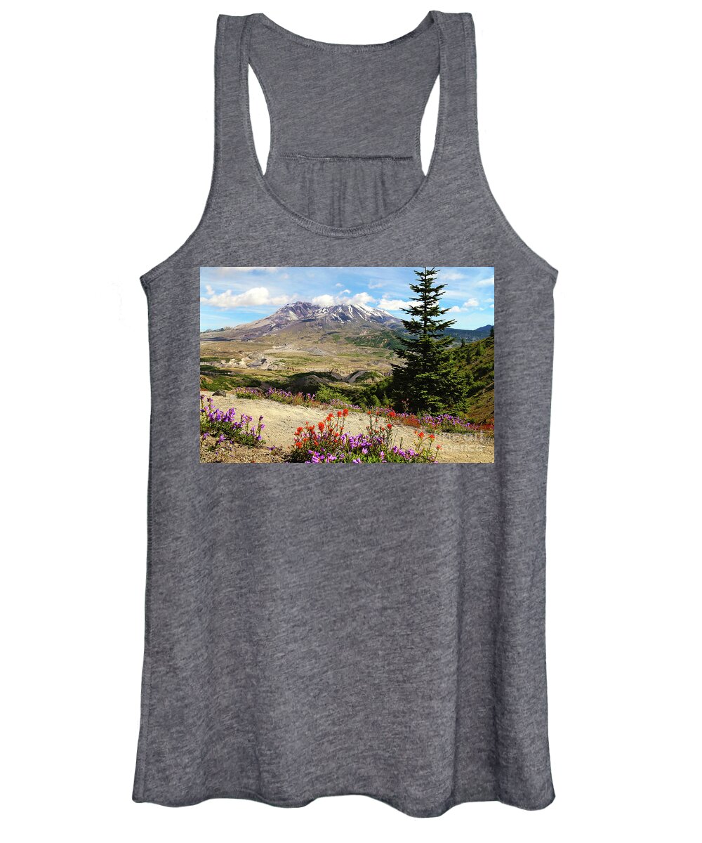 Landscape Women's Tank Top featuring the photograph Mt. St. Helens wildflowers by Sylvia Cook