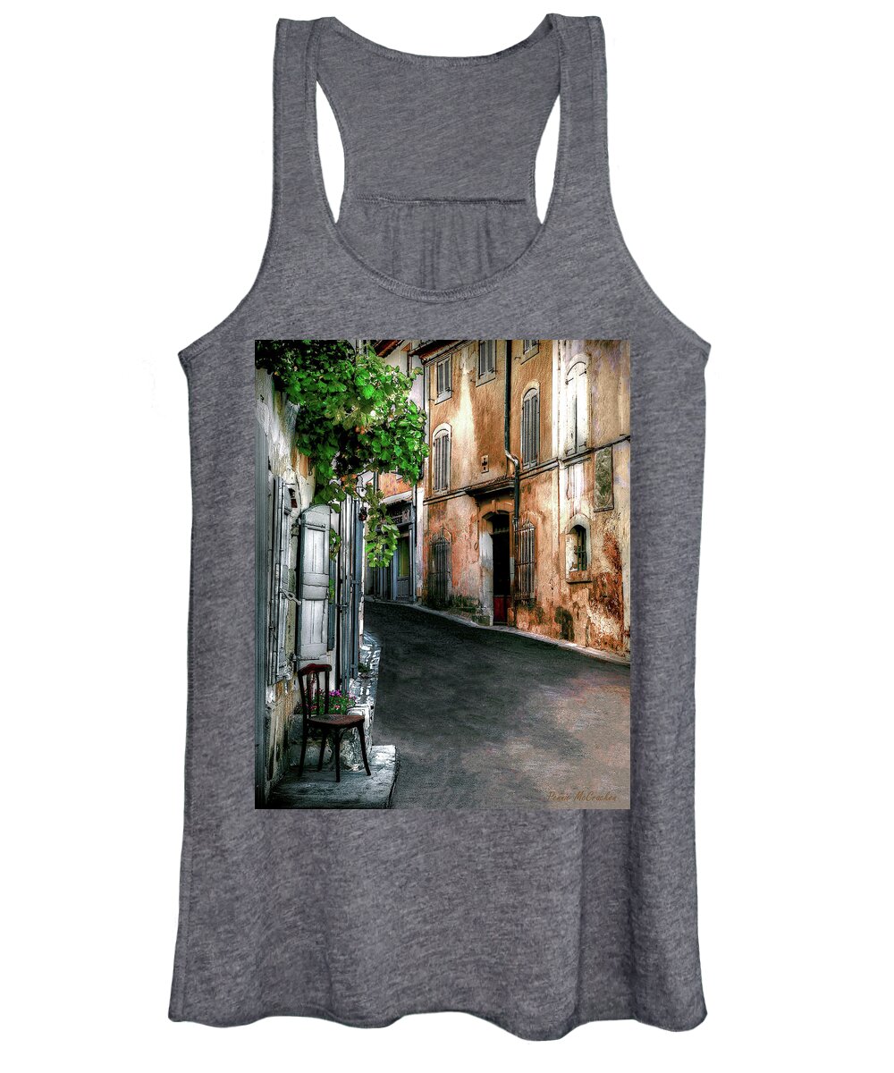 Menerbes Women's Tank Top featuring the digital art Narrow Street in Menerbes by Pennie McCracken