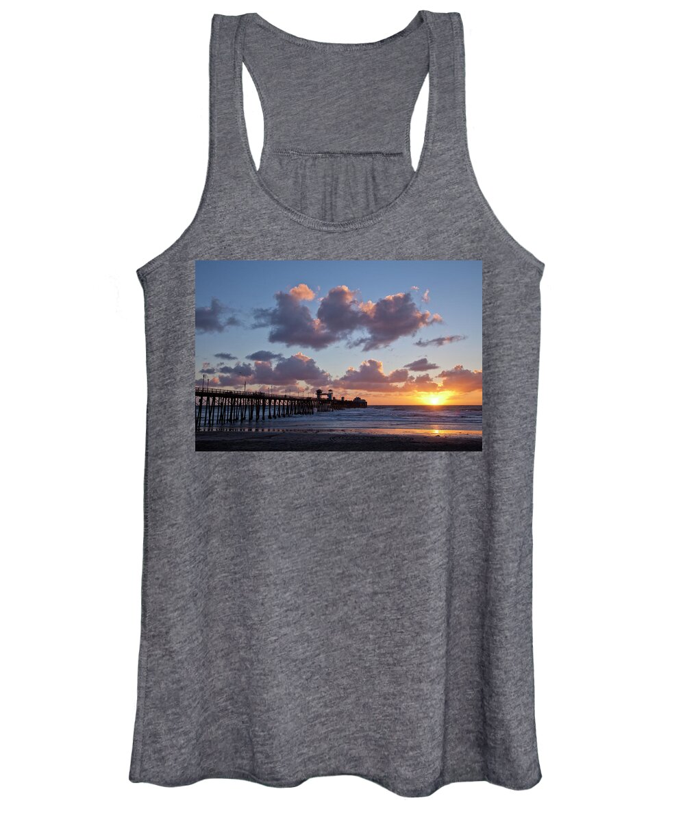 Oceanside Pier Women's Tank Top featuring the photograph Oceanside California Pier Sunset 413 by Catherine Walters