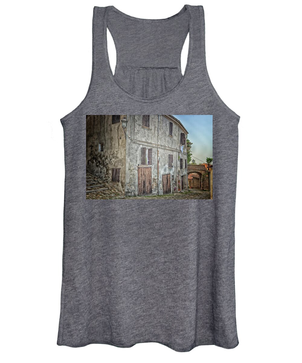 Old Women's Tank Top featuring the photograph Old cobbled alley by Vivida Photo PC