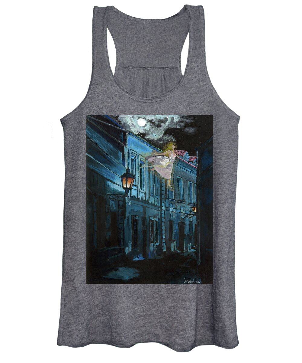 Acrylic Painting Women's Tank Top featuring the painting Once Upon a Lucid Dream by Annalisa Rivera-Franz